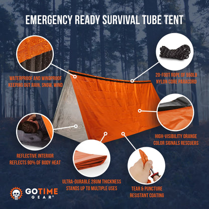 2-Person Emergency Survival Tent – Waterproof Thermal Shelter for Hiking & Outdoors
