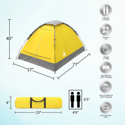 2-Person Dome Tent – Easy Setup with Rain Fly & Carry Bag for Camping & Hiking