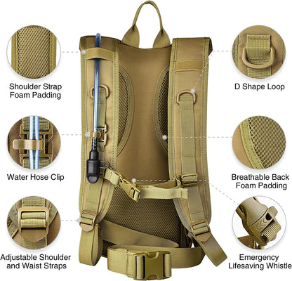 17L Hydration Backpack with 3L Water Bladder – Molle Compatible Pack for Hiking & Cycling