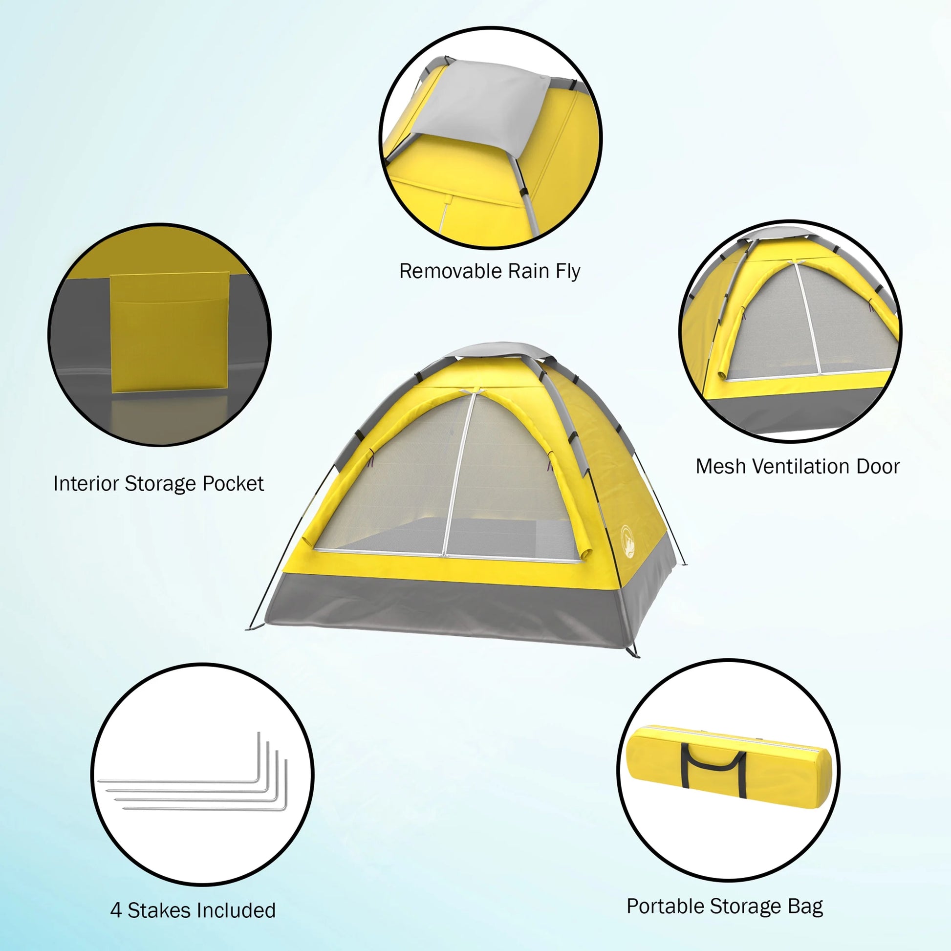 2-Person Dome Tent – Easy Setup with Rain Fly & Carry Bag for Camping & Hiking